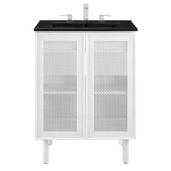 Calla Black/White 24" Perforated Metal Bathroom Vanity - Ornate Home