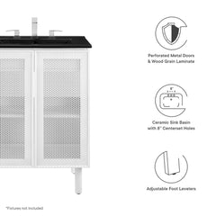 Calla Black/White 24" Perforated Metal Bathroom Vanity - Ornate Home