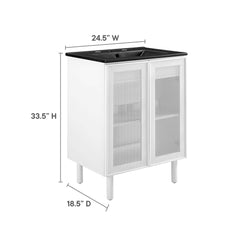 Calla Black/White 24" Perforated Metal Bathroom Vanity - Ornate Home