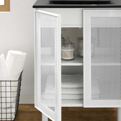 Calla Black/White 24" Perforated Metal Bathroom Vanity - Ornate Home