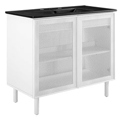 Calla Black/White 36" Perforated Metal Bathroom Vanity - Ornate Home