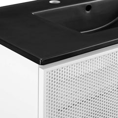 Calla Black/White 36" Perforated Metal Bathroom Vanity - Ornate Home