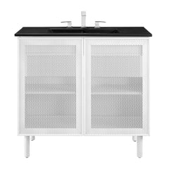 Calla Black/White 36" Perforated Metal Bathroom Vanity - Ornate Home