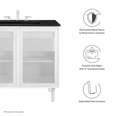 Calla Black/White 36" Perforated Metal Bathroom Vanity - Ornate Home