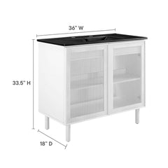 Calla Black/White 36" Perforated Metal Bathroom Vanity - Ornate Home