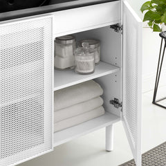 Calla Black/White 36" Perforated Metal Bathroom Vanity - Ornate Home