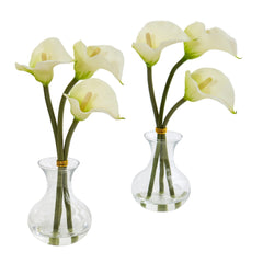 Calla Lily Artificial Arrangement in Vase (Set of 2) - Ornate Home