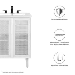 Calla White 24" Perforated Metal Bathroom Vanity Cabinet (Sink Basin Not Included) - Ornate Home