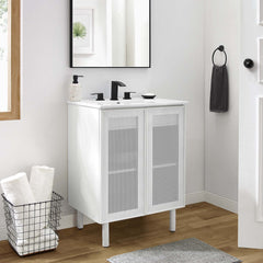 Calla White 24" Perforated Metal Bathroom Vanity - Ornate Home