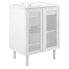 Calla White 24" Perforated Metal Bathroom Vanity - Ornate Home