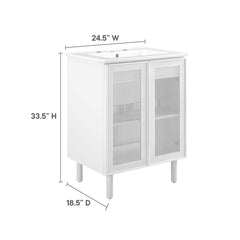 Calla White 24" Perforated Metal Bathroom Vanity - Ornate Home
