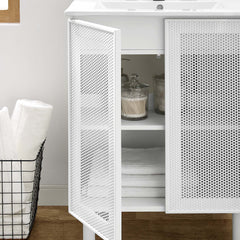Calla White 24" Perforated Metal Bathroom Vanity - Ornate Home