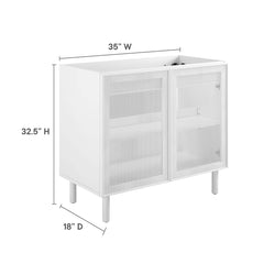 Calla White 36" Perforated Metal Bathroom Vanity Cabinet (Sink Basin Not Included) - Ornate Home