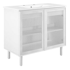 Calla White 36" Perforated Metal Bathroom Vanity - Ornate Home