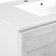 Calla White 36" Perforated Metal Bathroom Vanity - Ornate Home