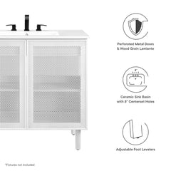 Calla White 36" Perforated Metal Bathroom Vanity - Ornate Home