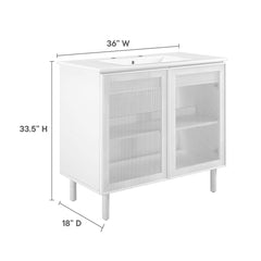 Calla White 36" Perforated Metal Bathroom Vanity - Ornate Home