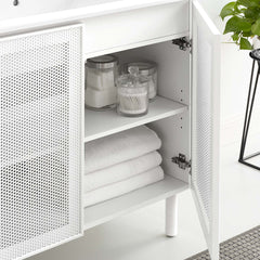 Calla White 36" Perforated Metal Bathroom Vanity - Ornate Home