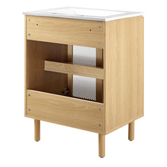 Calla White/Oak 24" Perforated Metal Bathroom Vanity - Ornate Home