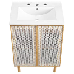 Calla White/Oak 24" Perforated Metal Bathroom Vanity - Ornate Home