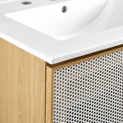 Calla White/Oak 24" Perforated Metal Bathroom Vanity - Ornate Home