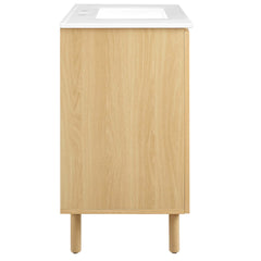 Calla White/Oak 36" Perforated Metal Bathroom Vanity - Ornate Home
