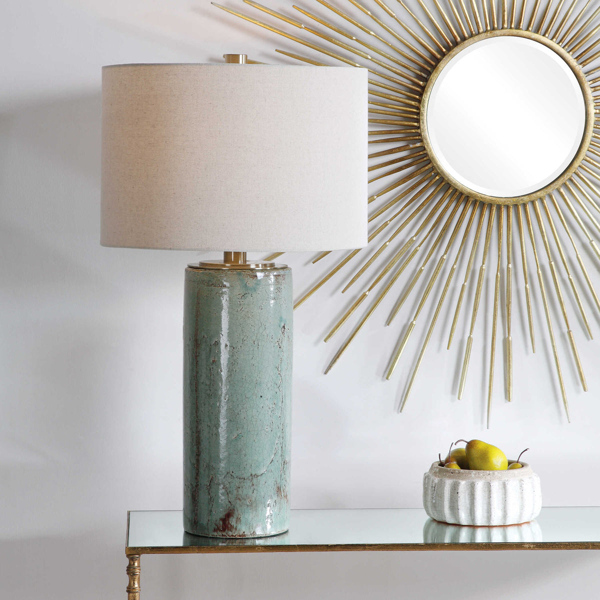 Callais Crackled Aqua Table Lamp - Ornate Home