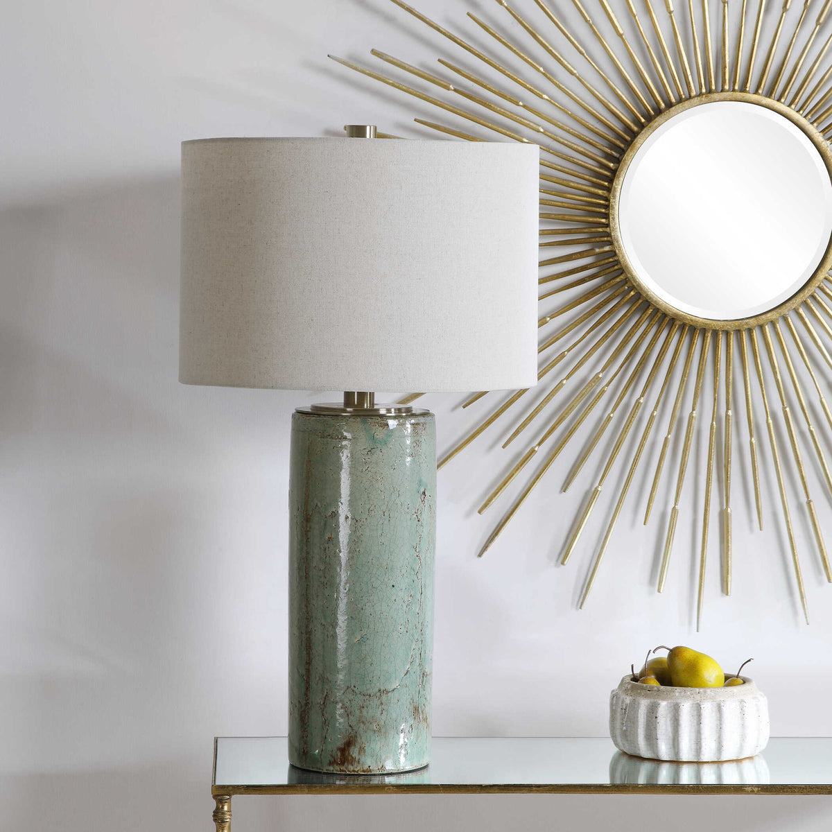 Callais Crackled Aqua Table Lamp - Ornate Home