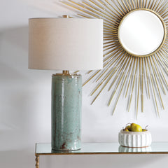 Callais Crackled Aqua Table Lamp - Ornate Home
