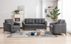 Callie Gray Woven Fabric Sofa, Loveseat & Chair Set - Ornate Home