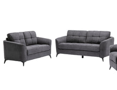 Callie Gray Woven Fabric Sofa & Loveseat Set - Ornate Home