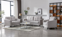 Callie Light Gray Woven Fabric Sofa, Loveseat & Chair Set - Ornate Home
