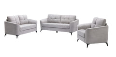 Callie Light Gray Woven Fabric Sofa, Loveseat & Chair Set - Ornate Home