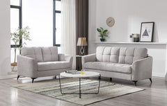 Callie Light Gray Woven Fabric Sofa & Loveseat Set - Ornate Home