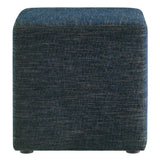 Callum Weave Azure 17" Square Woven Heathered Fabric Upholstered Ottoman - Ornate Home