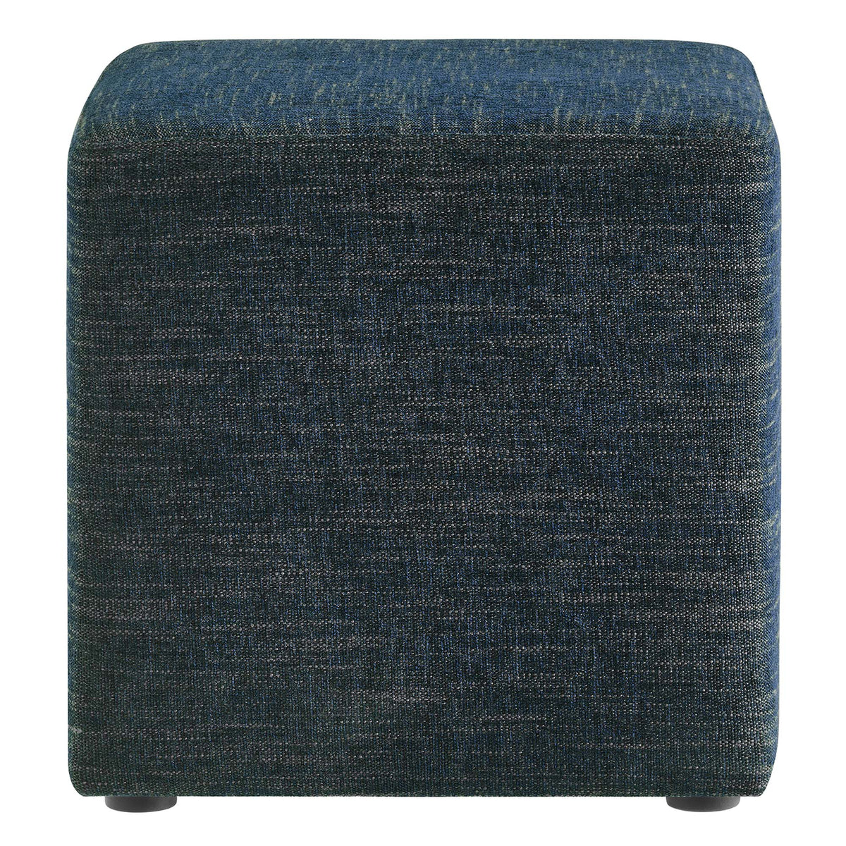 Callum Weave Azure 17" Square Woven Heathered Fabric Upholstered Ottoman - Ornate Home