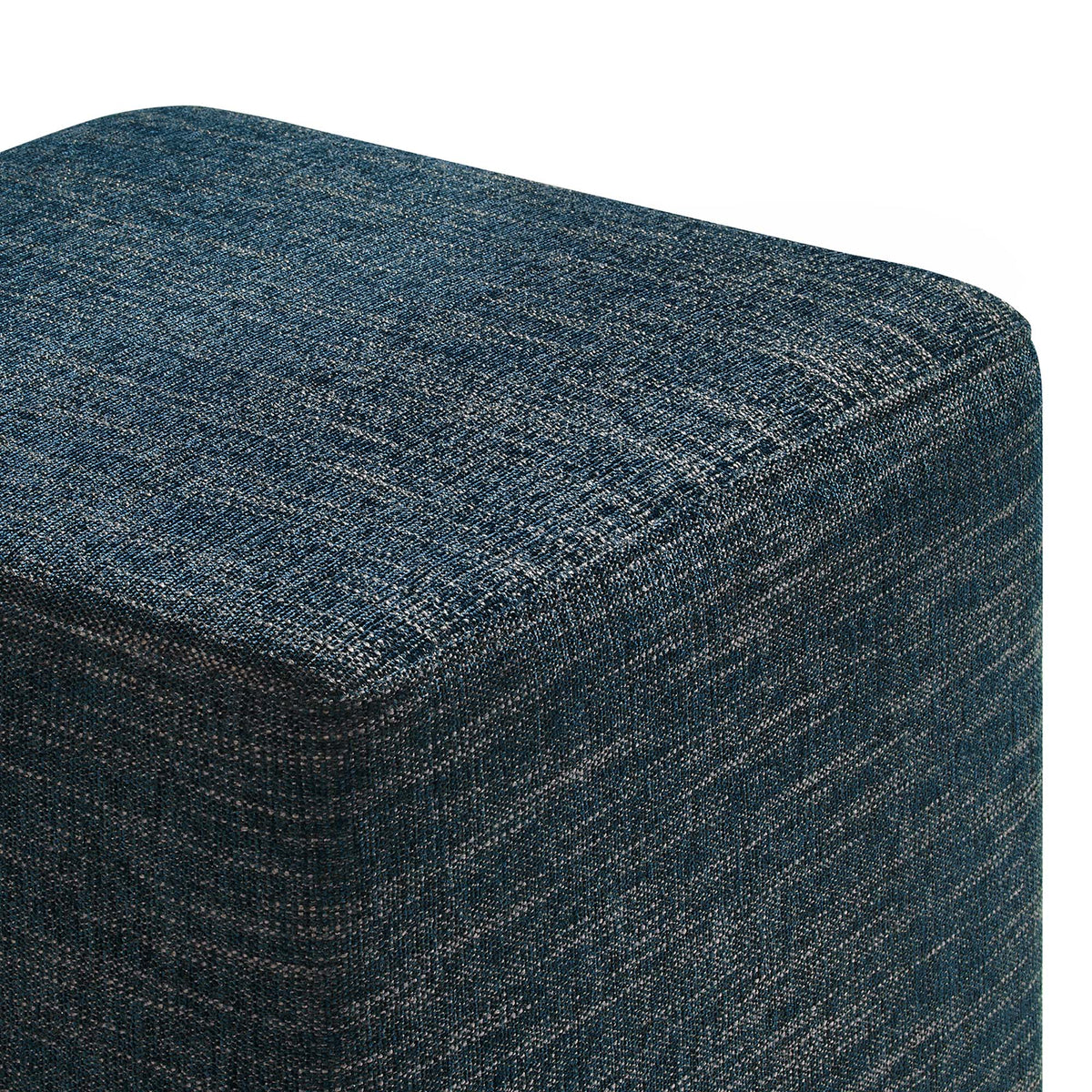 Callum Weave Azure 17" Square Woven Heathered Fabric Upholstered Ottoman - Ornate Home