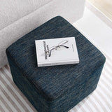 Callum Weave Azure 17" Square Woven Heathered Fabric Upholstered Ottoman - Ornate Home