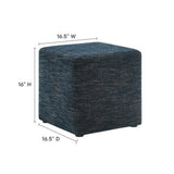 Callum Weave Azure 17" Square Woven Heathered Fabric Upholstered Ottoman - Ornate Home