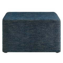 Callum Weave Azure Large 28" Square Woven Heathered Fabric Upholstered Ottoman - Ornate Home