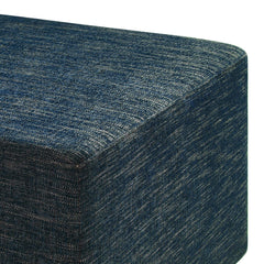 Callum Weave Azure Large 28" Square Woven Heathered Fabric Upholstered Ottoman - Ornate Home