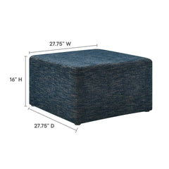 Callum Weave Azure Large 28" Square Woven Heathered Fabric Upholstered Ottoman - Ornate Home