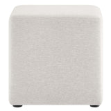 Callum Weave Ivory 17" Square Woven Heathered Fabric Upholstered Ottoman - Ornate Home
