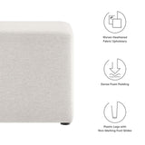 Callum Weave Ivory 17" Square Woven Heathered Fabric Upholstered Ottoman - Ornate Home
