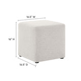 Callum Weave Ivory 17" Square Woven Heathered Fabric Upholstered Ottoman - Ornate Home