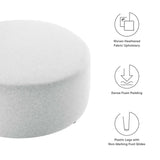 Callum Weave Light Gray Large 38" Round Woven Heathered Fabric Upholstered Ottoman - Ornate Home