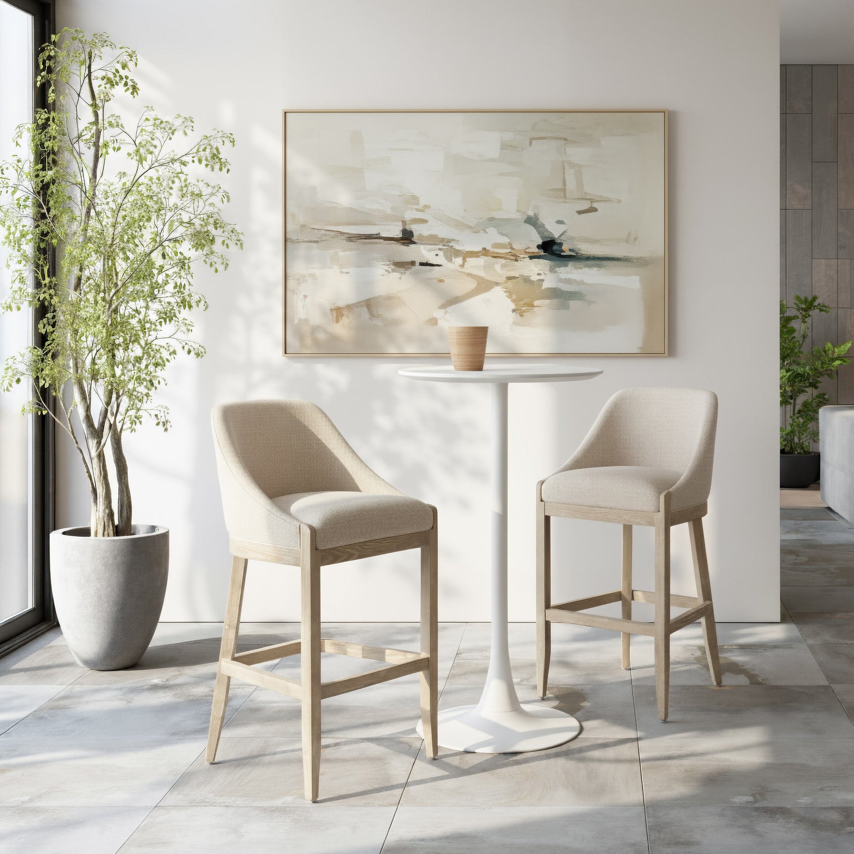 Calmo Beige Barstool - Ornate Home