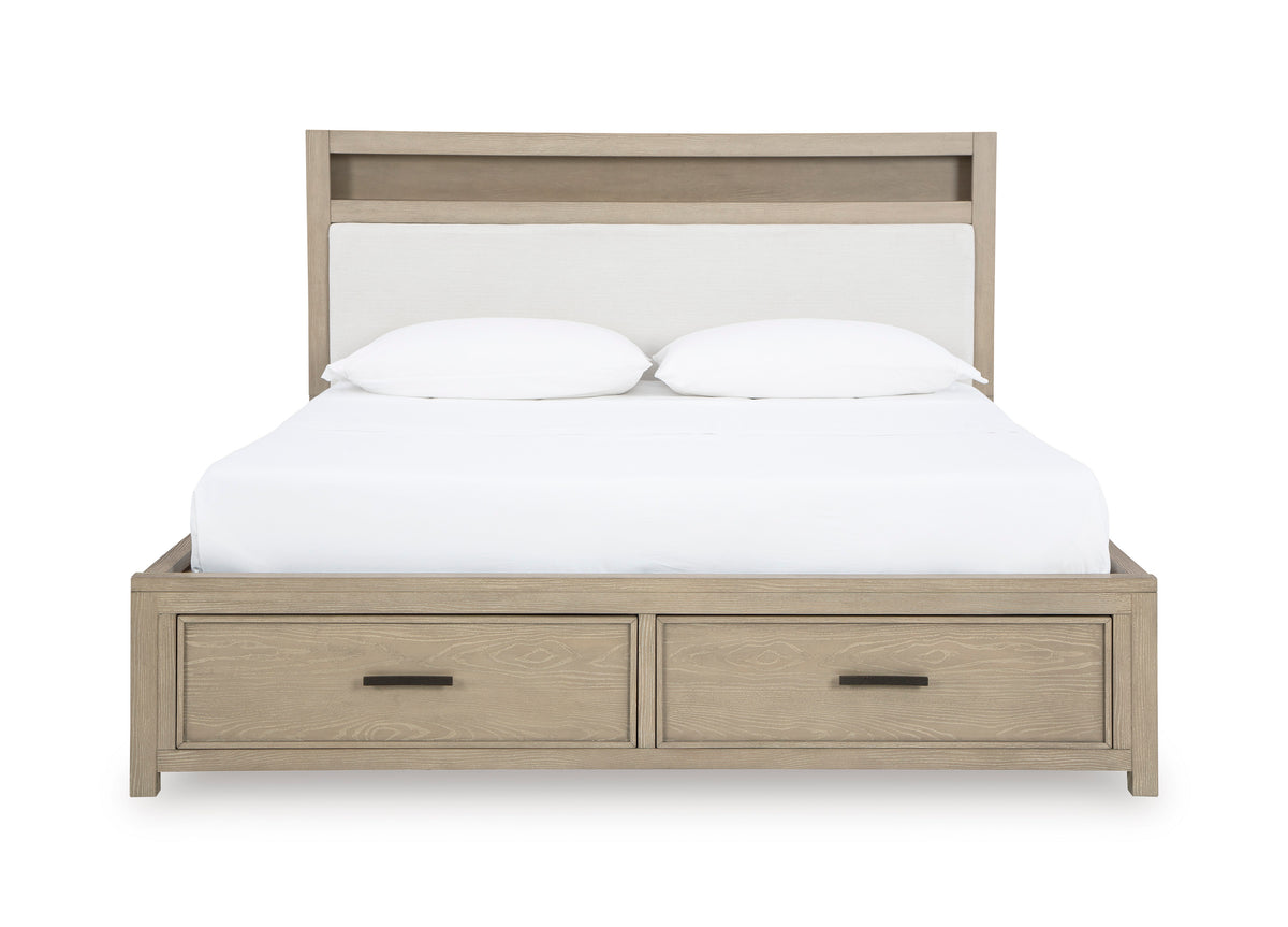 Calmoro Gray Queen Bookcase Bed, Dresser and Mirror - Ornate Home