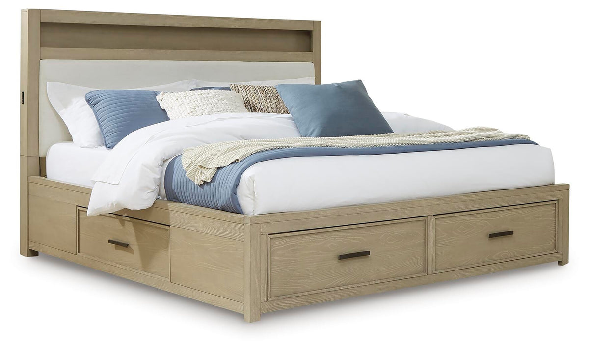 Calmoro Gray 5-Piece Queen Bookcase Bedroom Set - Ornate Home