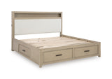 Calmoro Gray Queen Bookcase Bed, Dresser and Mirror - Ornate Home